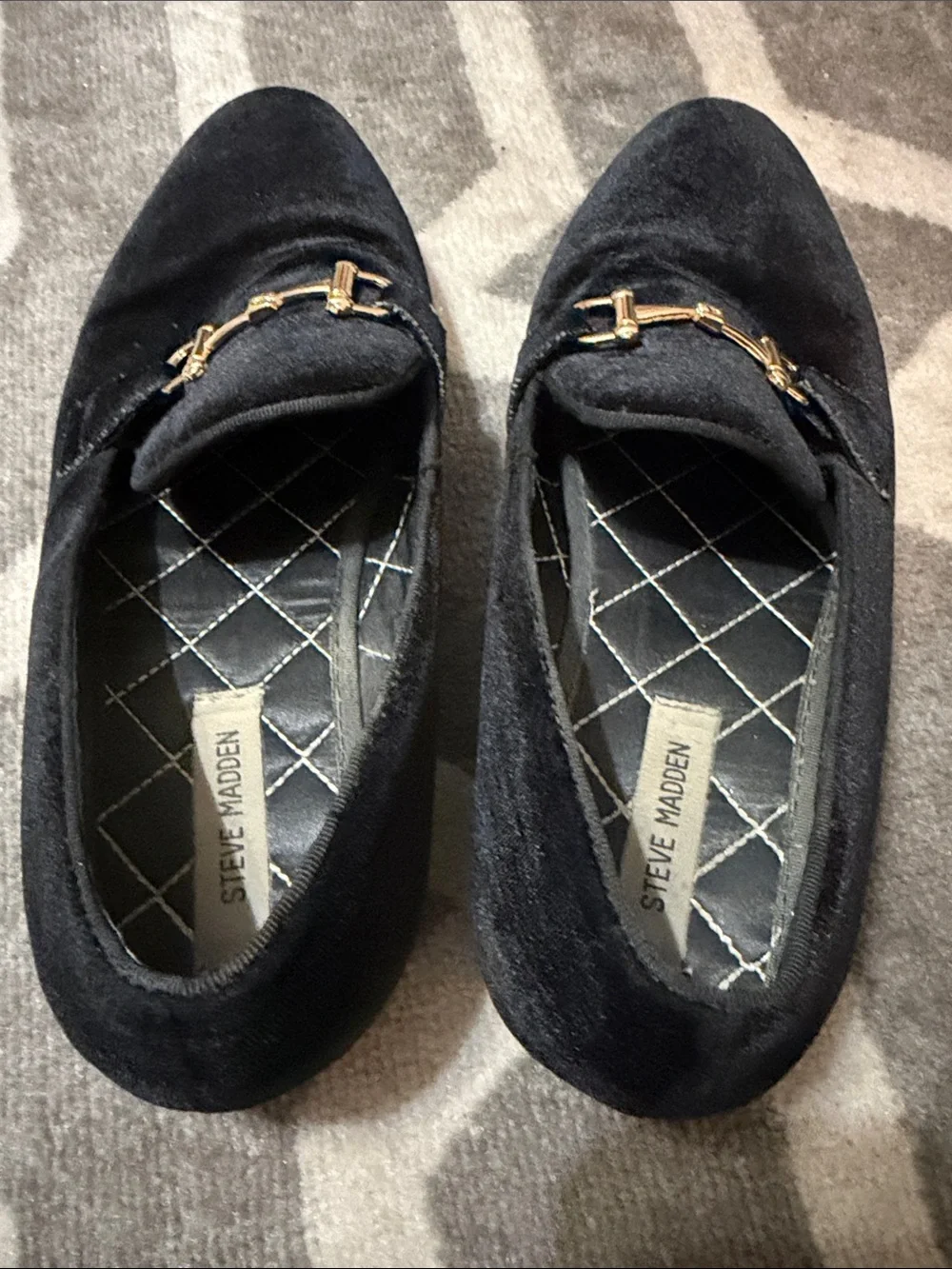 Steve Madden Black Velvet Horse Bit Loafers Sz 11